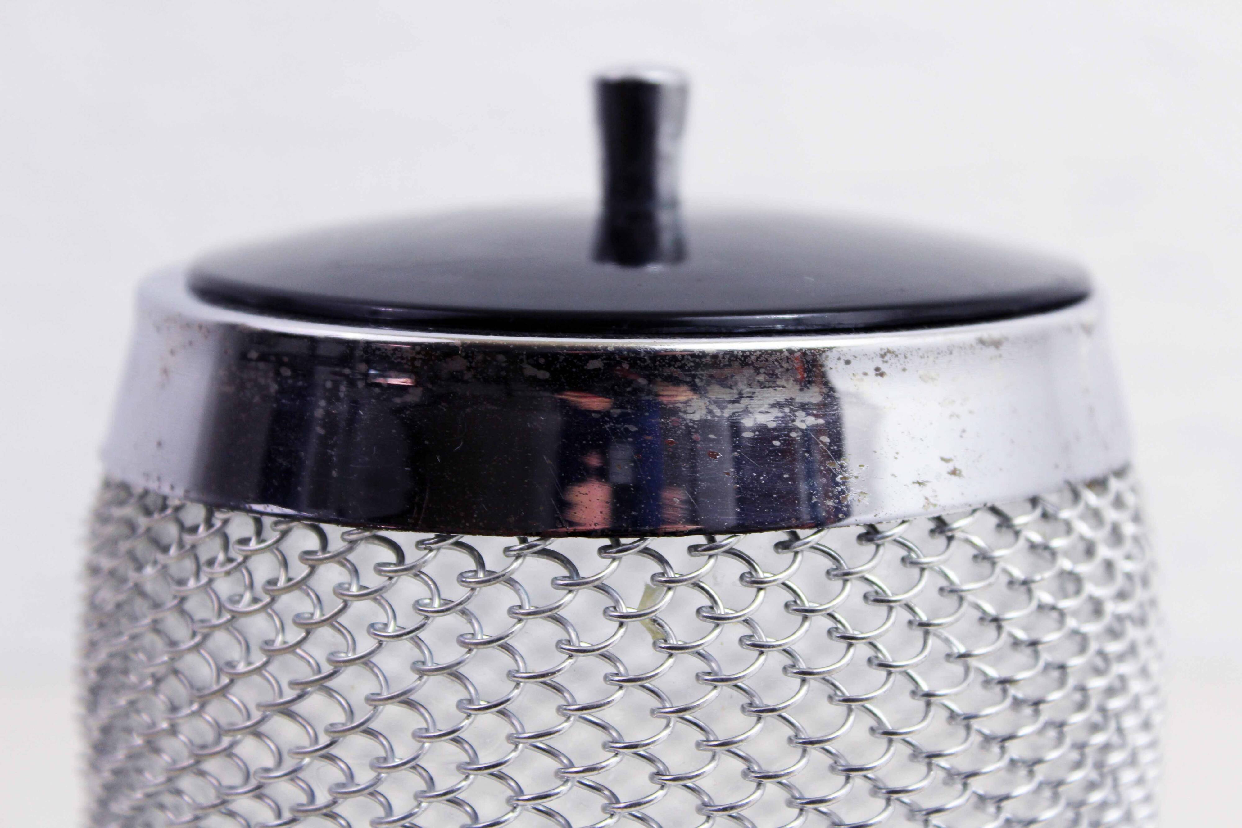 Vintage glass and metal ice bucket