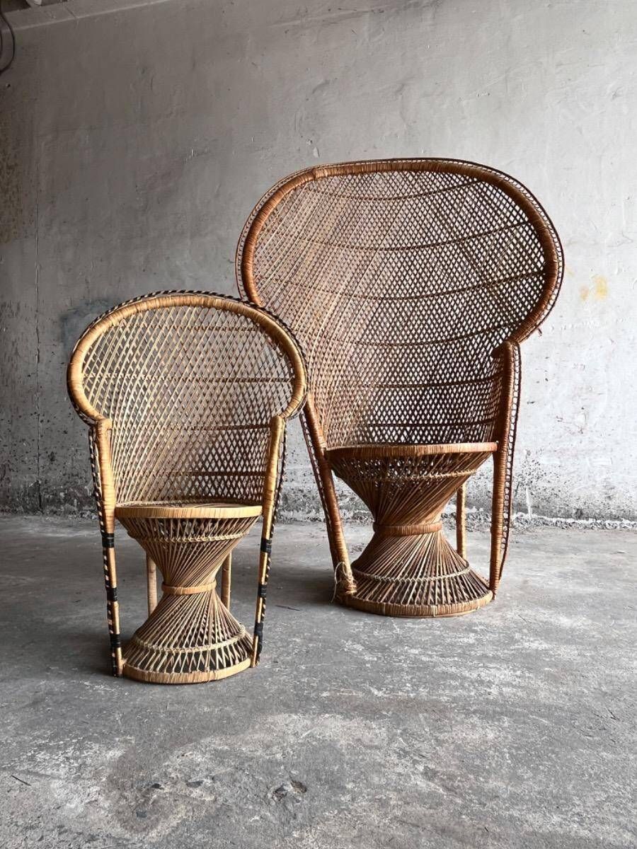 Emmanuelle rattan chair set – large and small