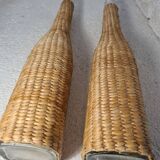 Glass and wicker bottle