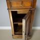 Provincial antique bedside table in oak, marble top, late 19th century.