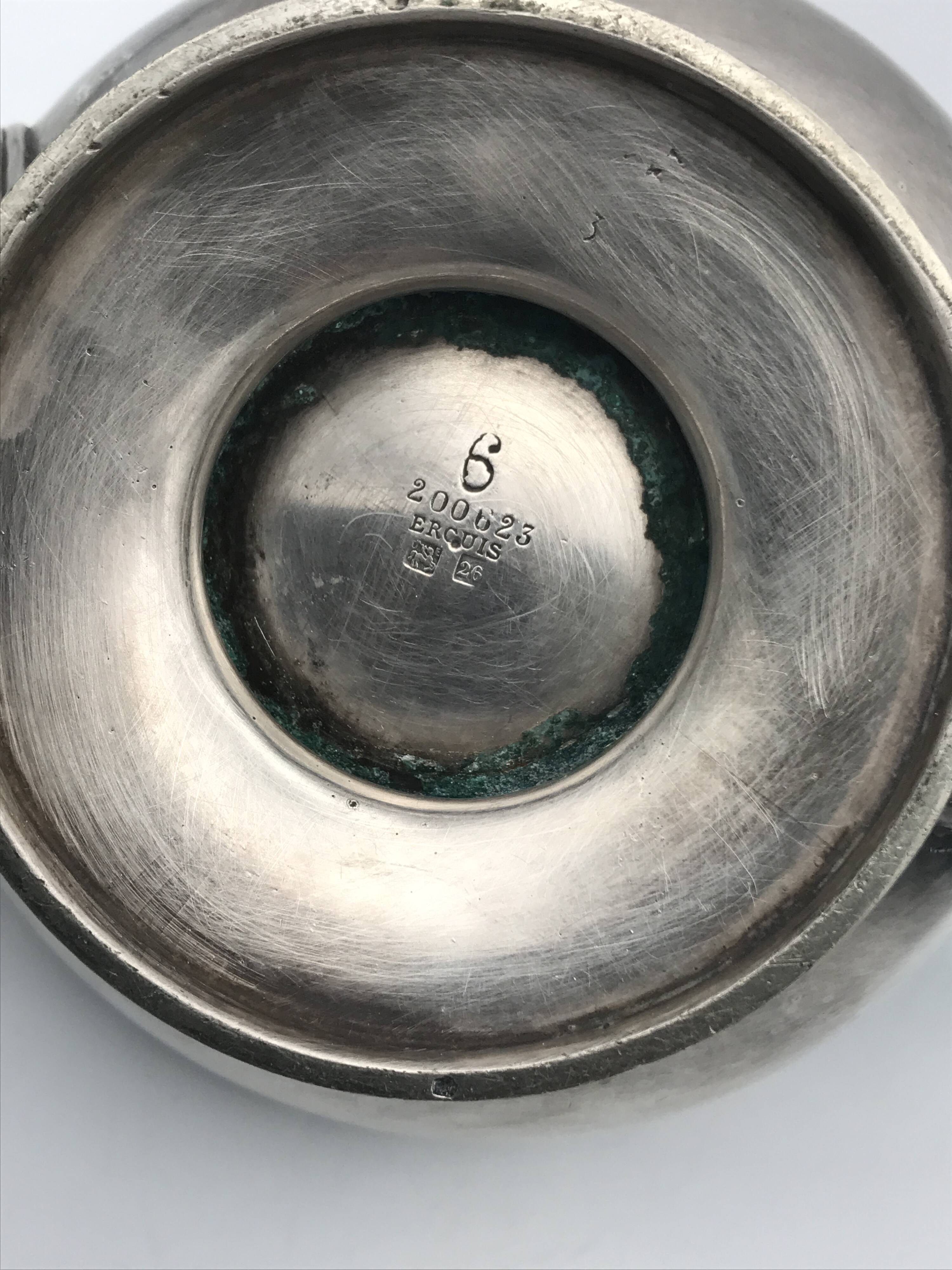 Antique teapot in silver-plated metal with ercuis goldsmith hallmarks