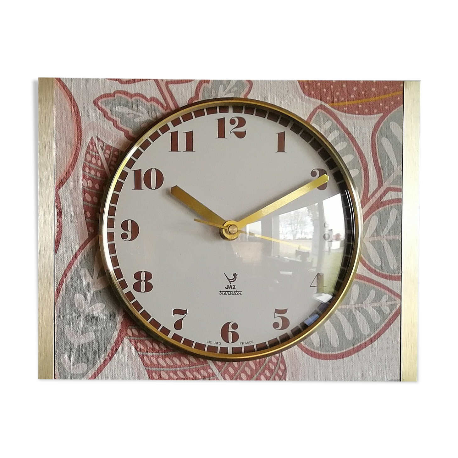 Vintage silent rectangular wall clock "Jaz Terracotta"