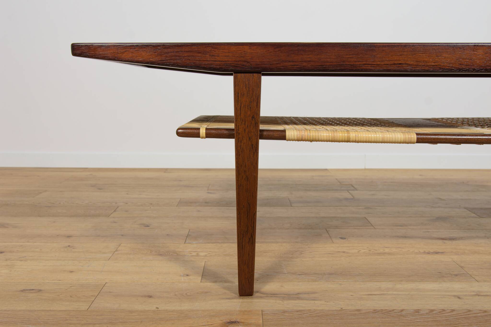 Mid-Century Rosewood & Rattan Coffee Table, 1960s