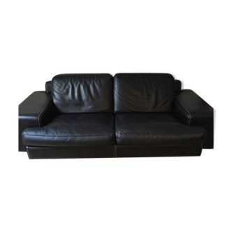 Roche Bobois black leather sofa