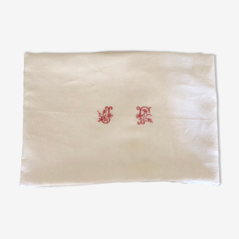 Nappe damassée, monogramme jf