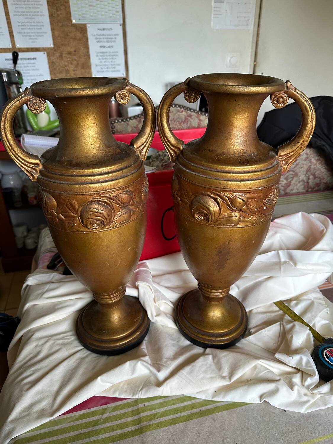 Pair of plaster amphorae