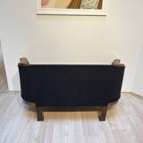 Biedermeier Sofa in Walnut Veneer & Black Teddy Fabric, Vienna, Austria, 1825