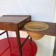 Travailleuse en teck scandinave panier tiroir roulettes