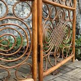 Vintage 1960s Curved Rattan Screen