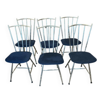 set of six metal chairs