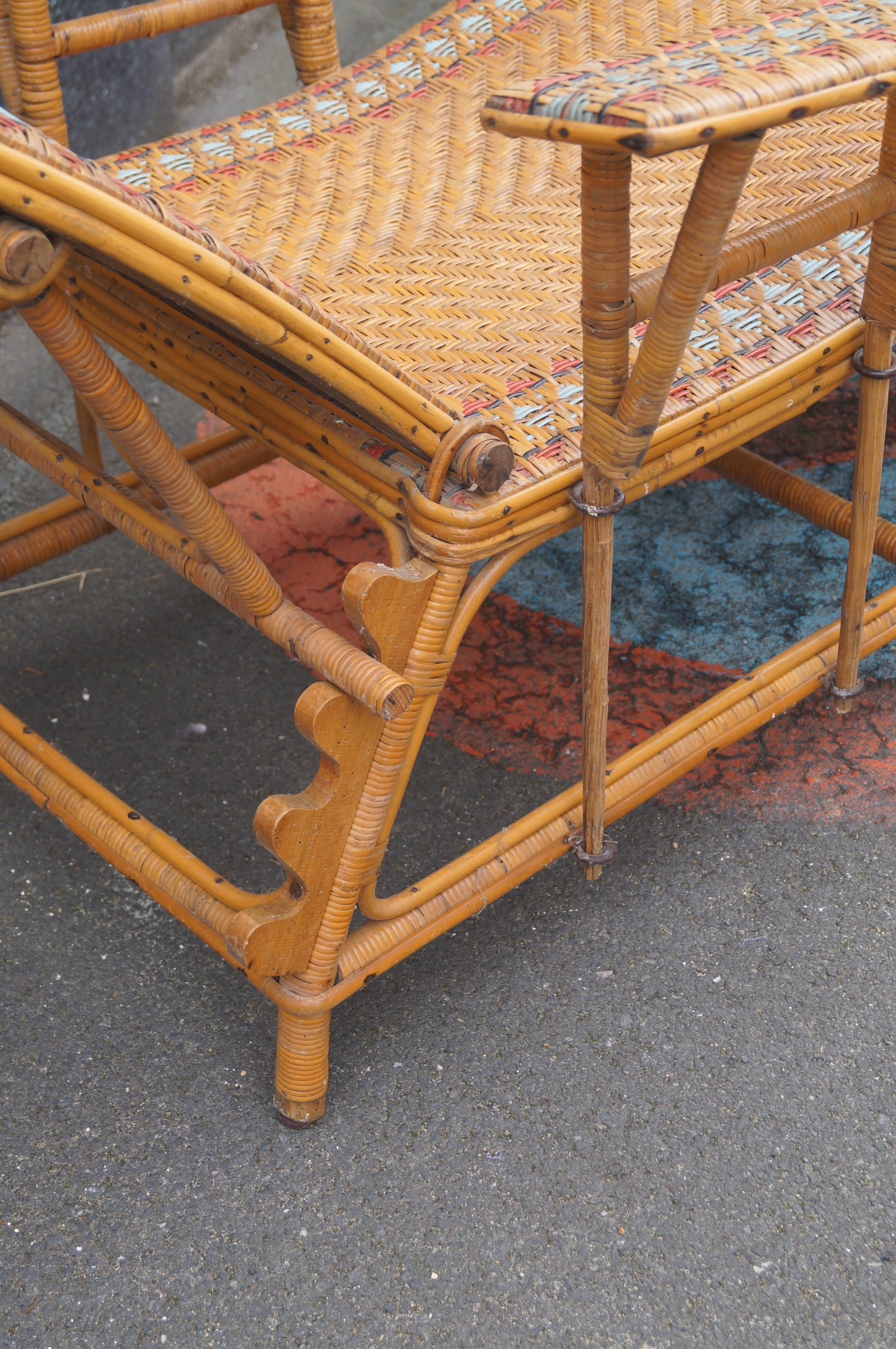 Rattan chaise longue 1920
