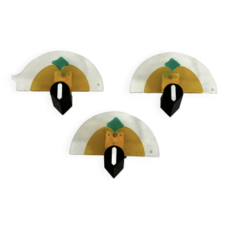 Postmodern Set of three thick Murano glass sconces. Italy 1980s