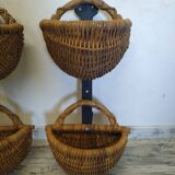 Wicker and wrought iron wall basket