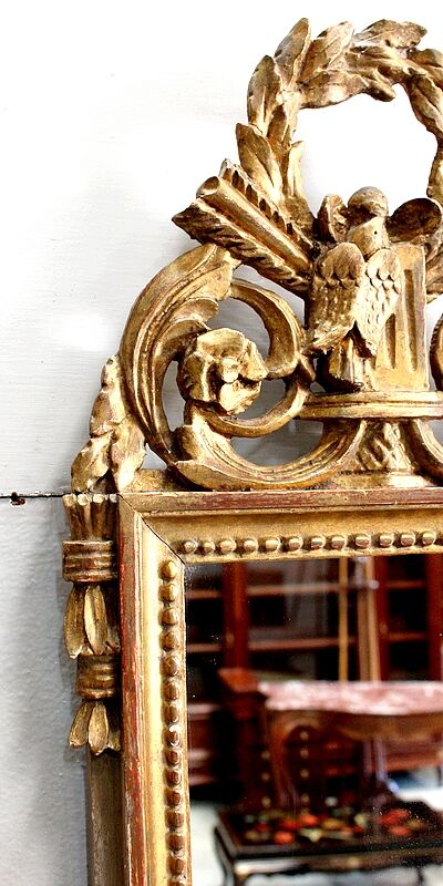 Gilded wood mirror, Louis XVI style - 1st part XXth - 60x30cm