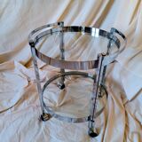 Vintage chrome and glass serving trolley from the 1970s