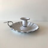 Candlestick in white enameled metal