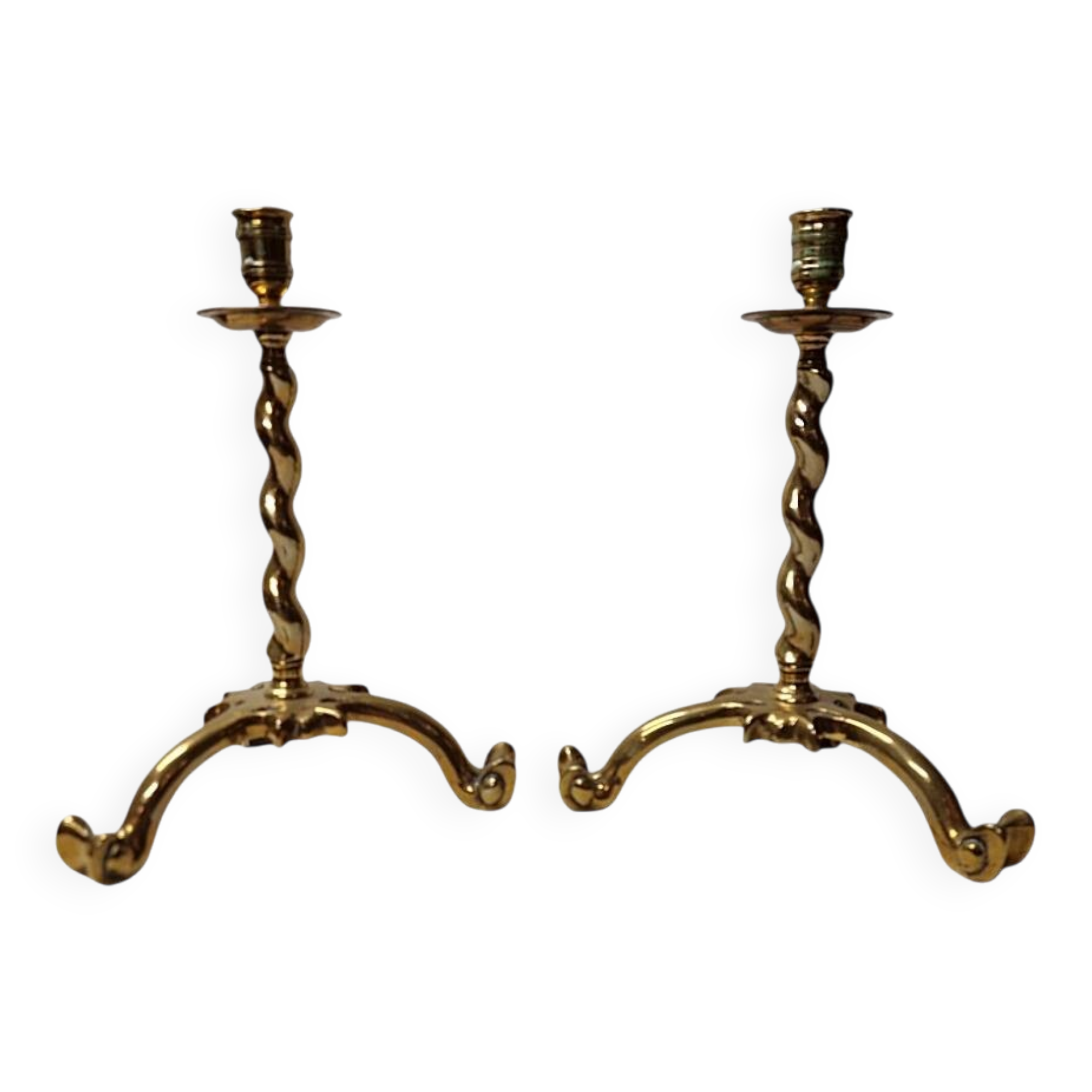 Antique Style Brass Candlesticks, mid 20th century