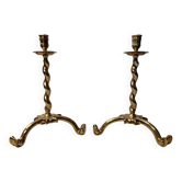 Antique Style Brass Candlesticks, mid 20th century