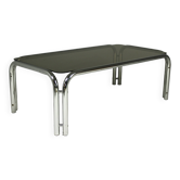 Large Coffee Table from Tubular Steel and Smoked Glass, 1980s.