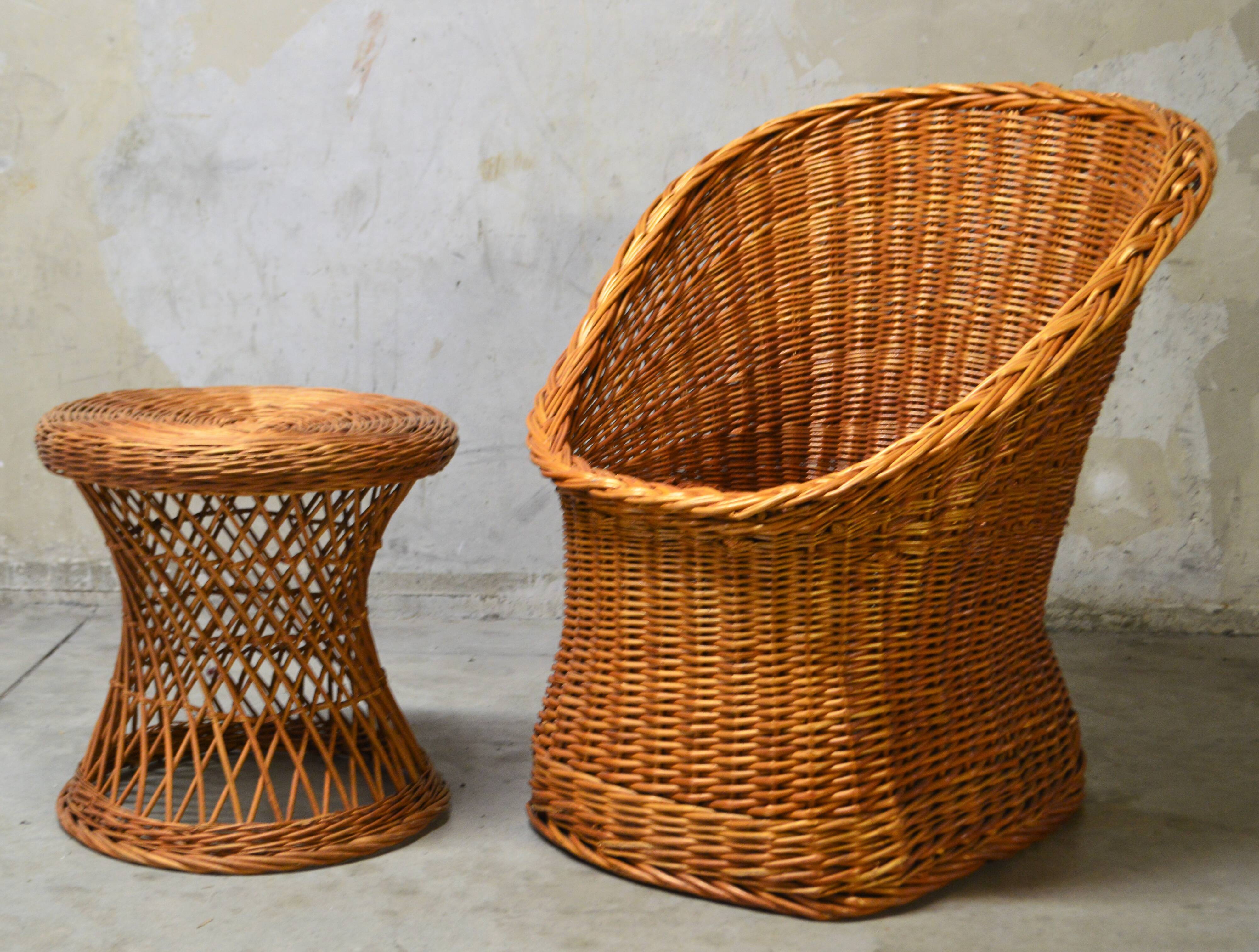 Vintage rattan armchair from the 60s/70s design