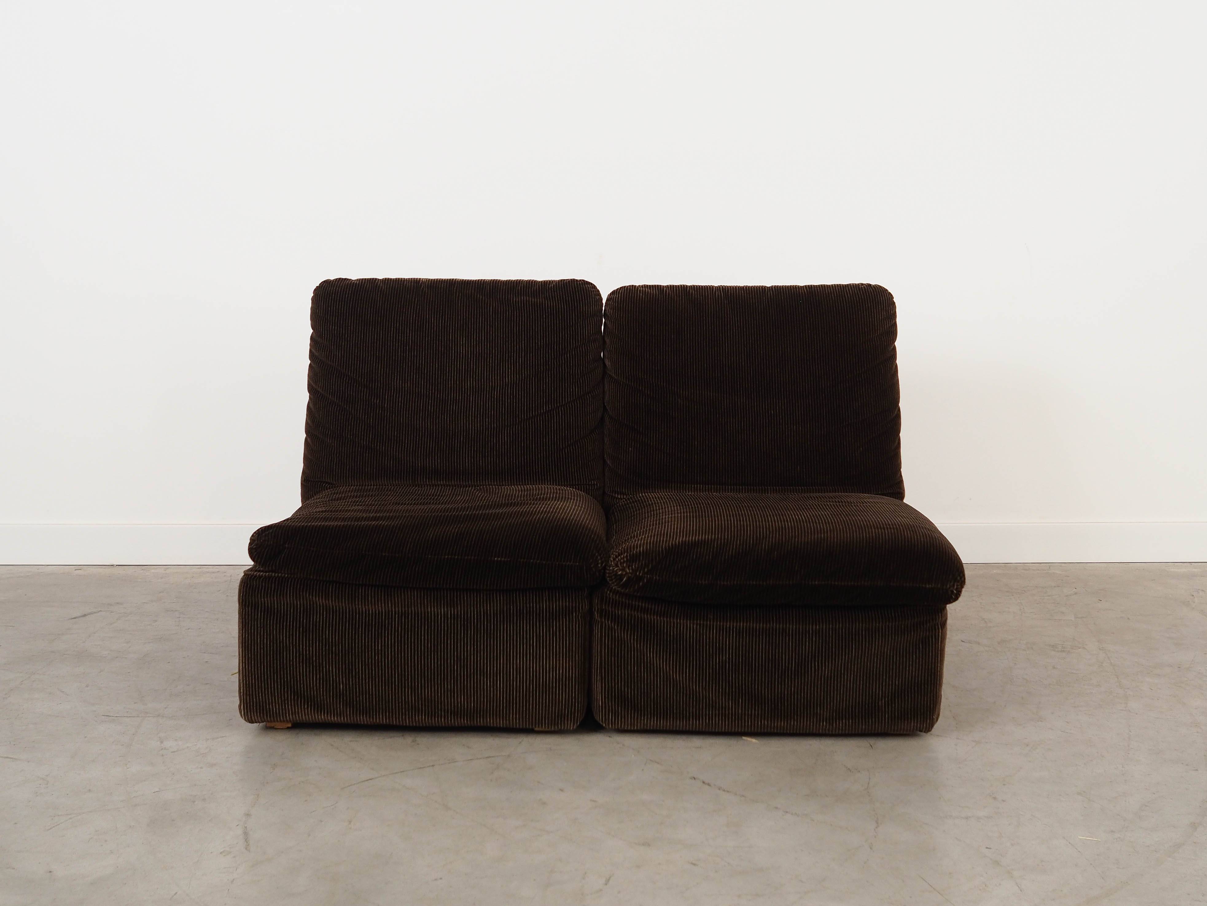 Brown modular sofa, Italian design, 1970s, manufactured by Busnelli