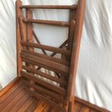 Ancienne chaise pliante enfant en bois assise vintage