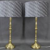1960s  Pair of Large Brass Table Lamps by MS Belysnin, Denmark