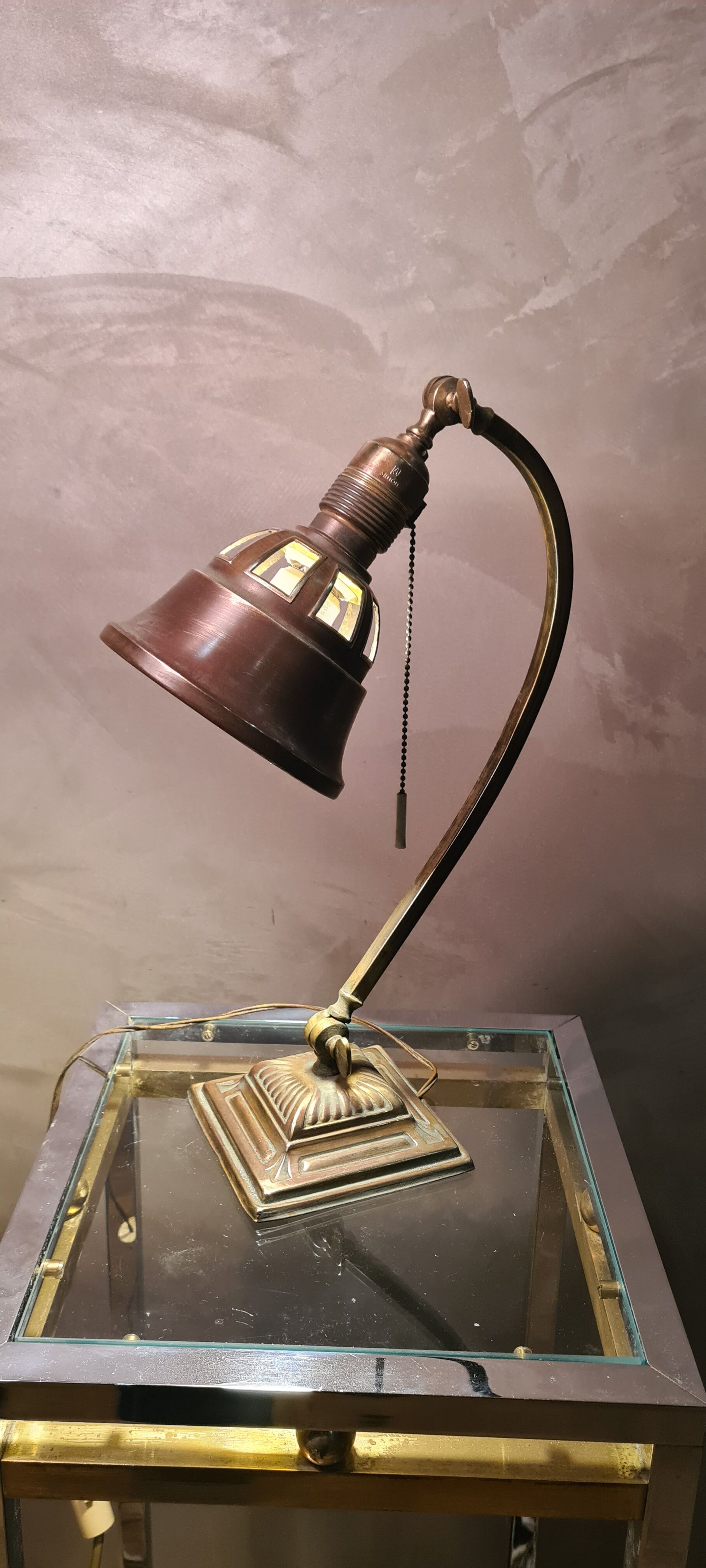 Art deco desk lamp brass and bronze copper