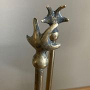 Servant of brass fireplace period mid-twentieth century, Pic shovel, claw pliers ..