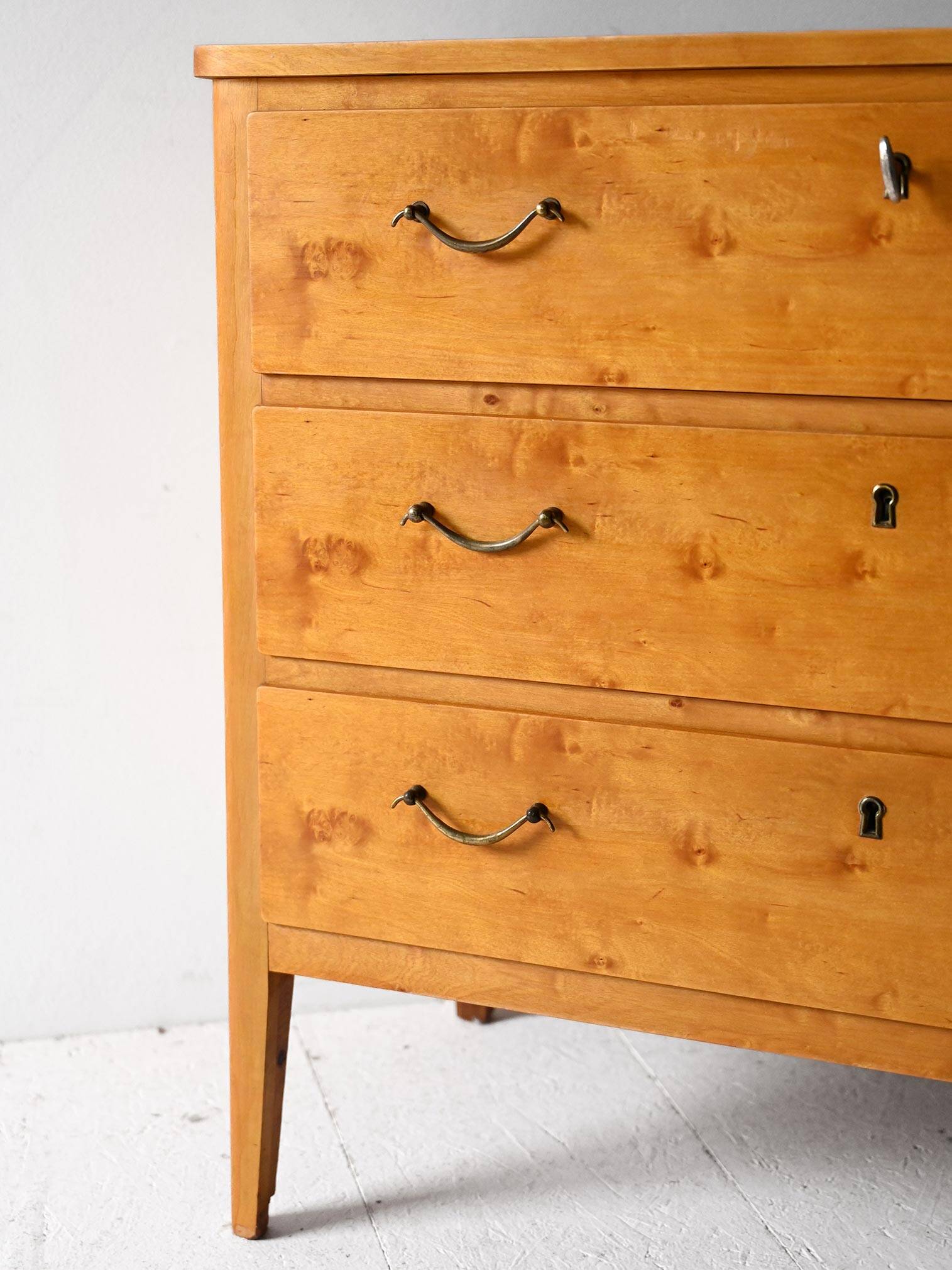 Vintage Scandinavian Birch Burl Chest of Drawers