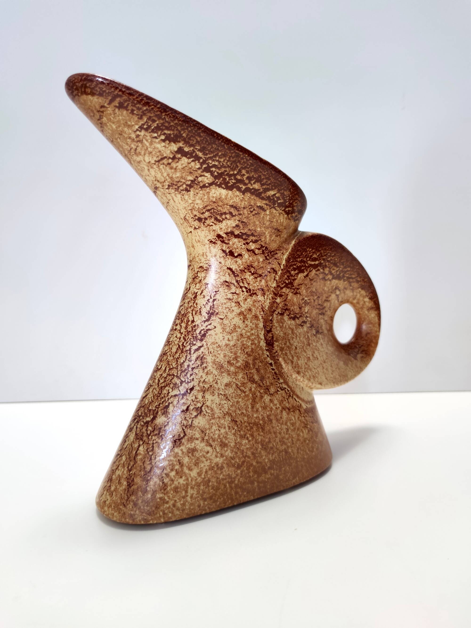 Brown Glazed Ceramic Tulip Vase by Giovanni Bertoncello for Schiavon
