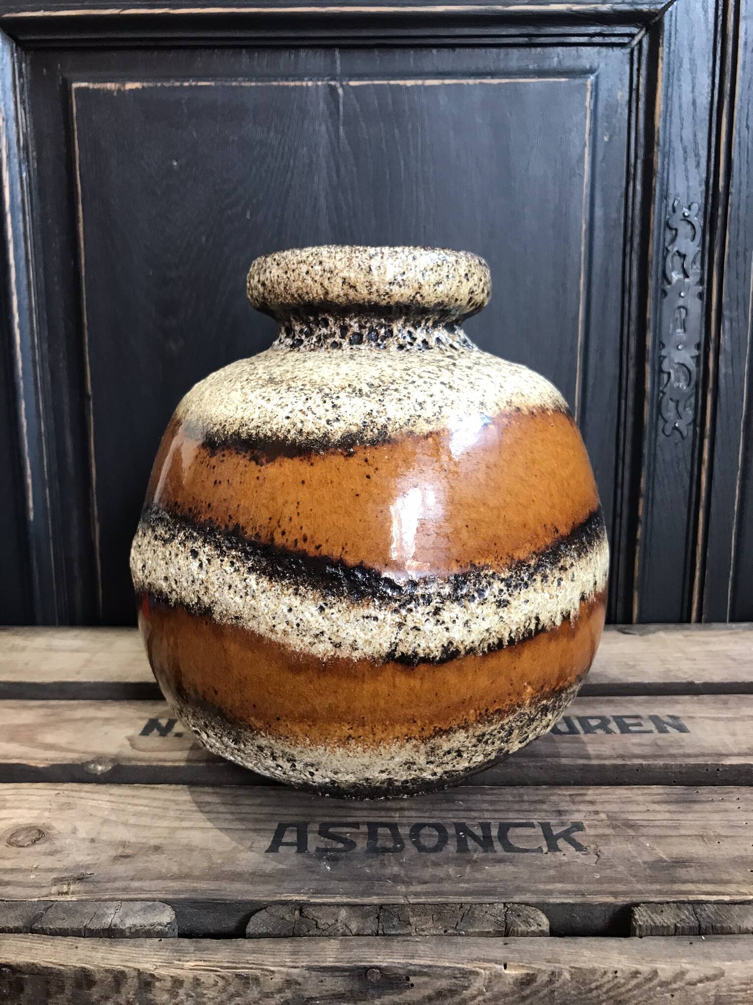 Rare Vintage West German Scheurich Pottery Ball Vase 484-21