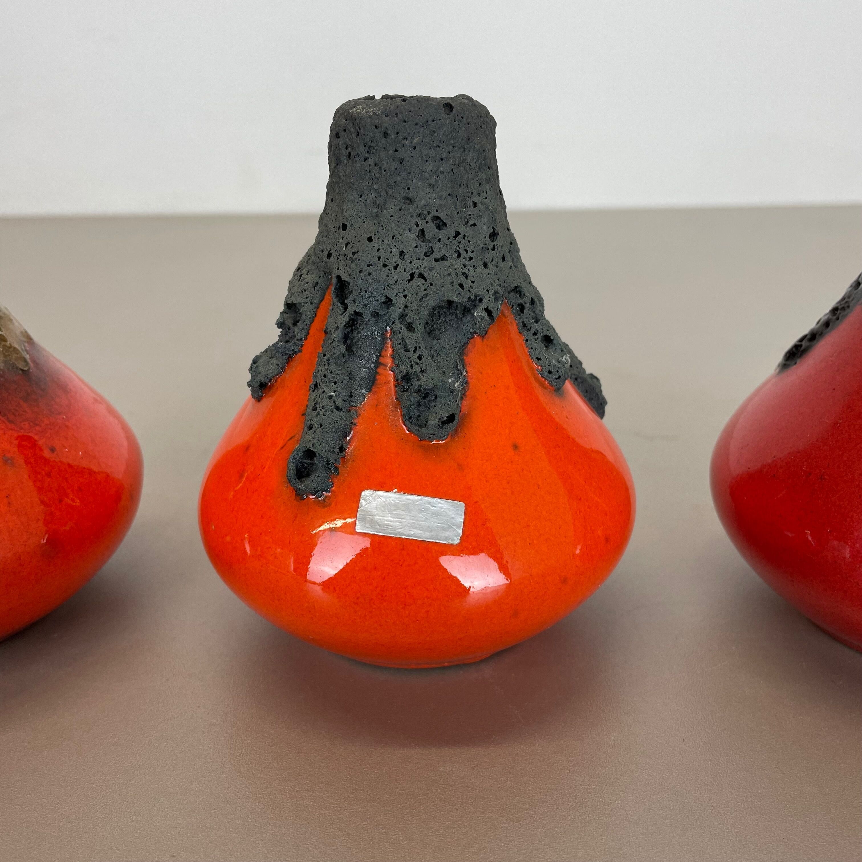 Set of 3 Original 1970 Ceramic Studio Pottery Vase by Roth Ceramics, Germany