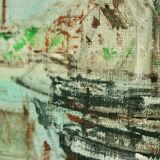 Original mid-century oil on canvas – "At the Quay"