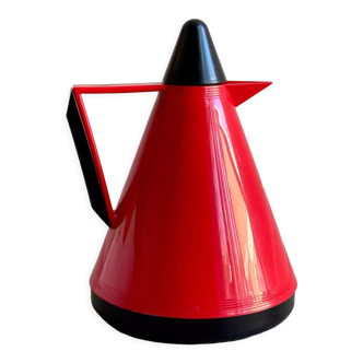 Vintage red post modern thermos by BMF, Memphis design