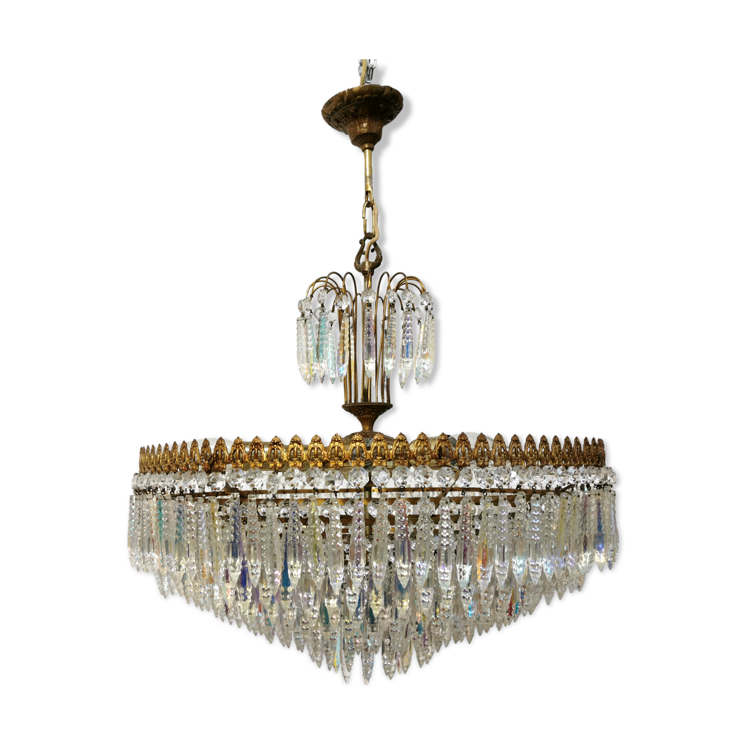 Vintage chandelier 8 lights and brass