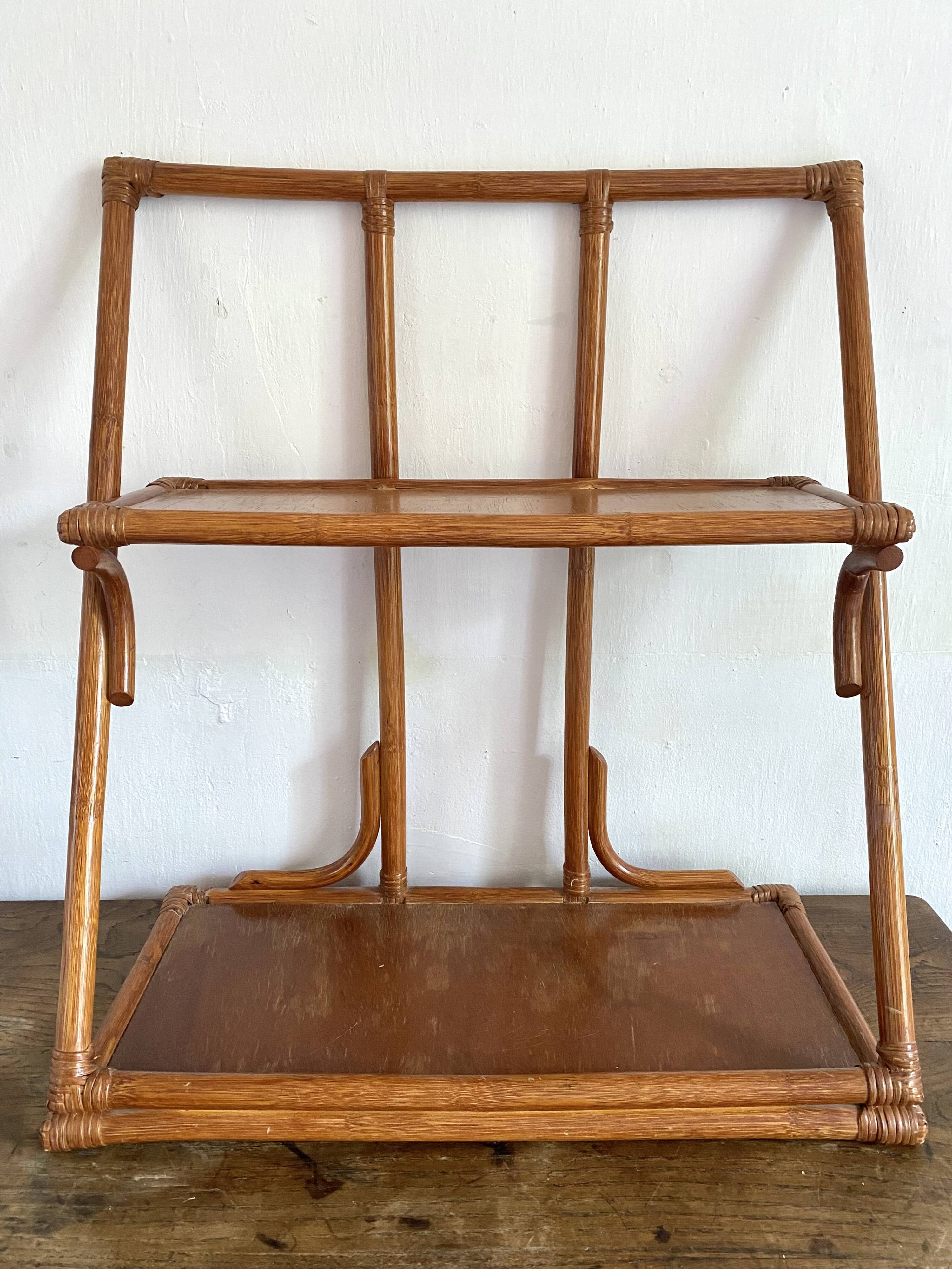 70s rattan wall shelf