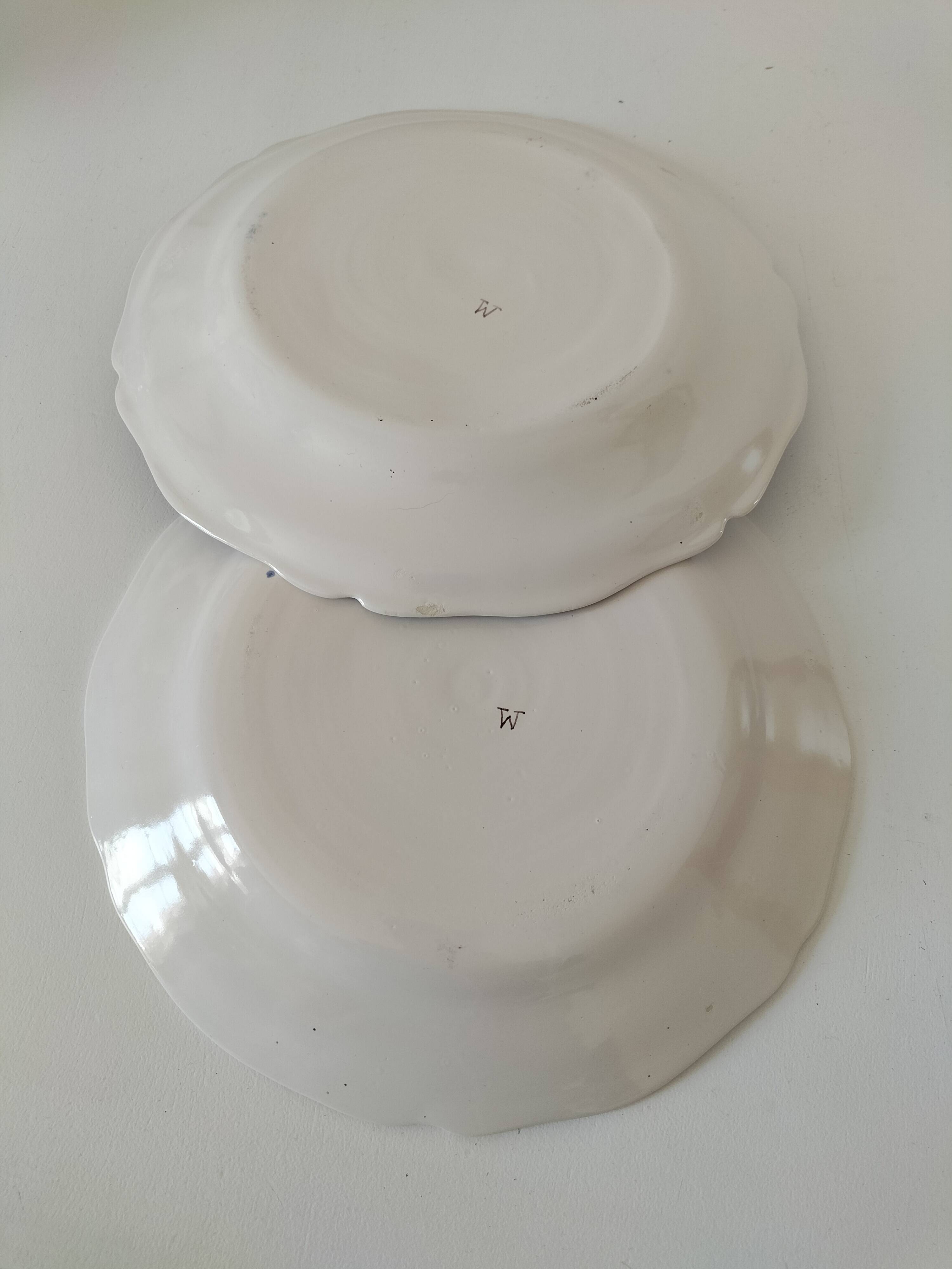 Pair of antique hand-painted plates