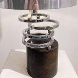 Table lamp in metal and leather, mid-20th century