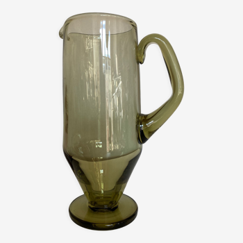 Vase in lime green blown glass modernist 1950