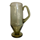 Vase en verre soufflé vert tilleul moderniste 1950