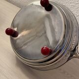 Art Deco fruit bowl in silver-plated metal and glass