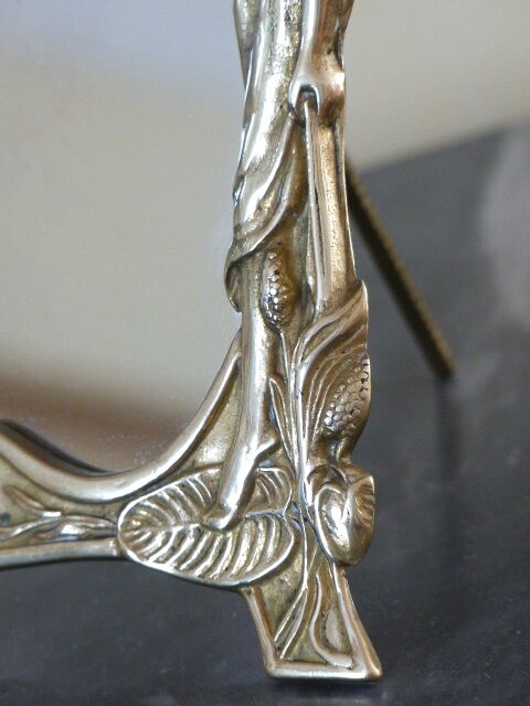 Table mirror Art Nouveau style in solid bronze 20x26cm
