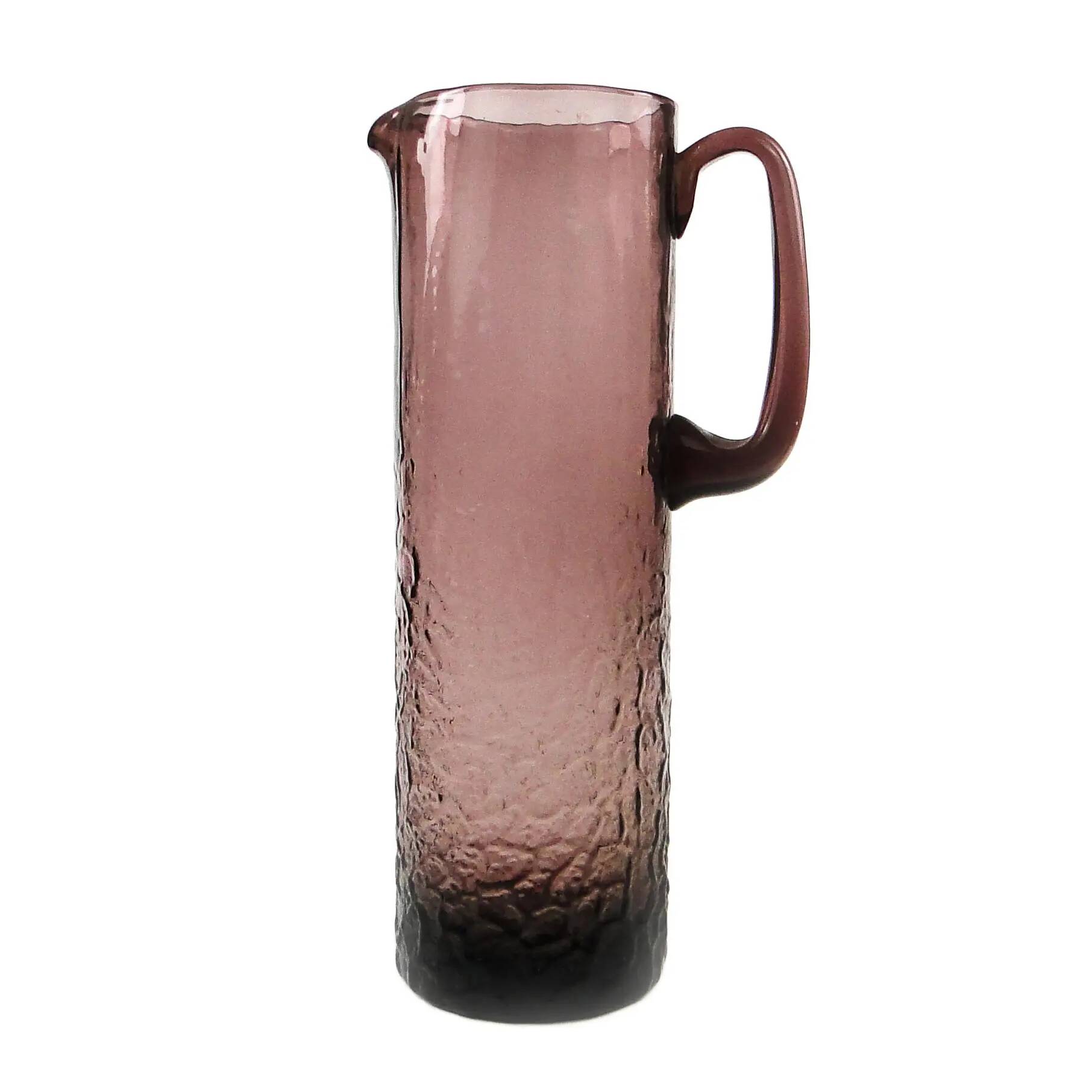 Water jug, modernism, amethyst glass, designed by W. Sarnecki, Poland, 1970s