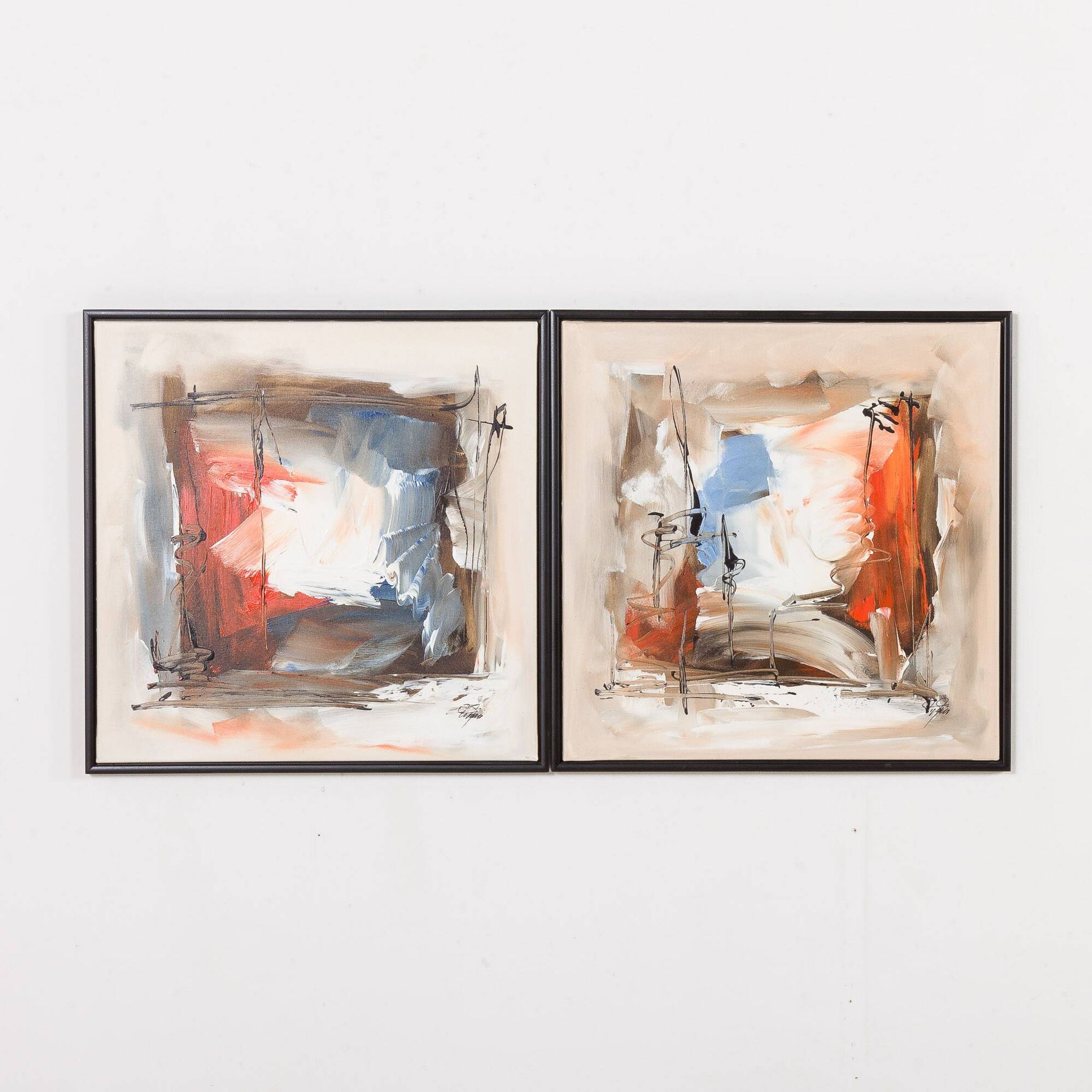 2 peintures abstraites, Danemark, fin du 20e siècle
