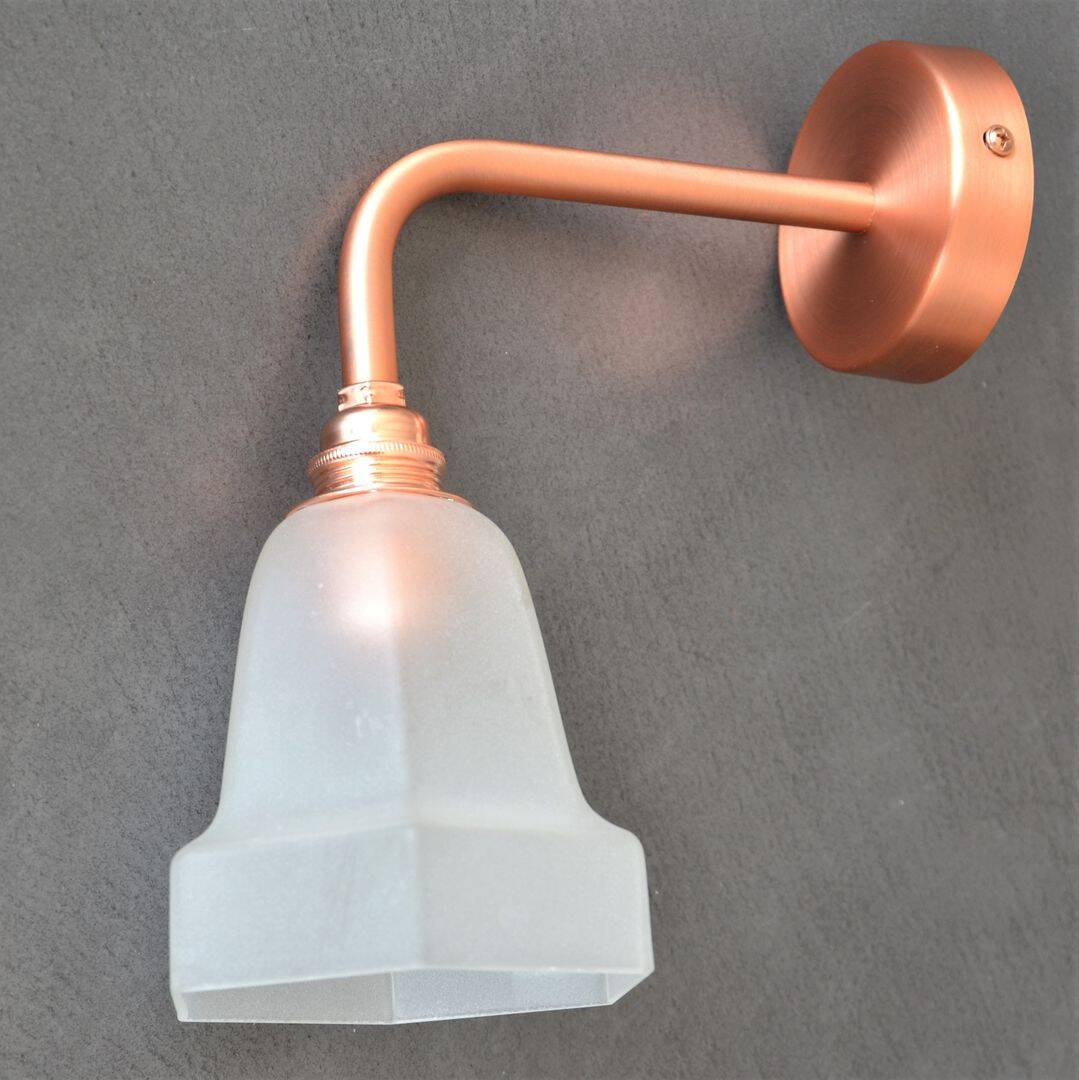 Frosted glass wall light and copper support