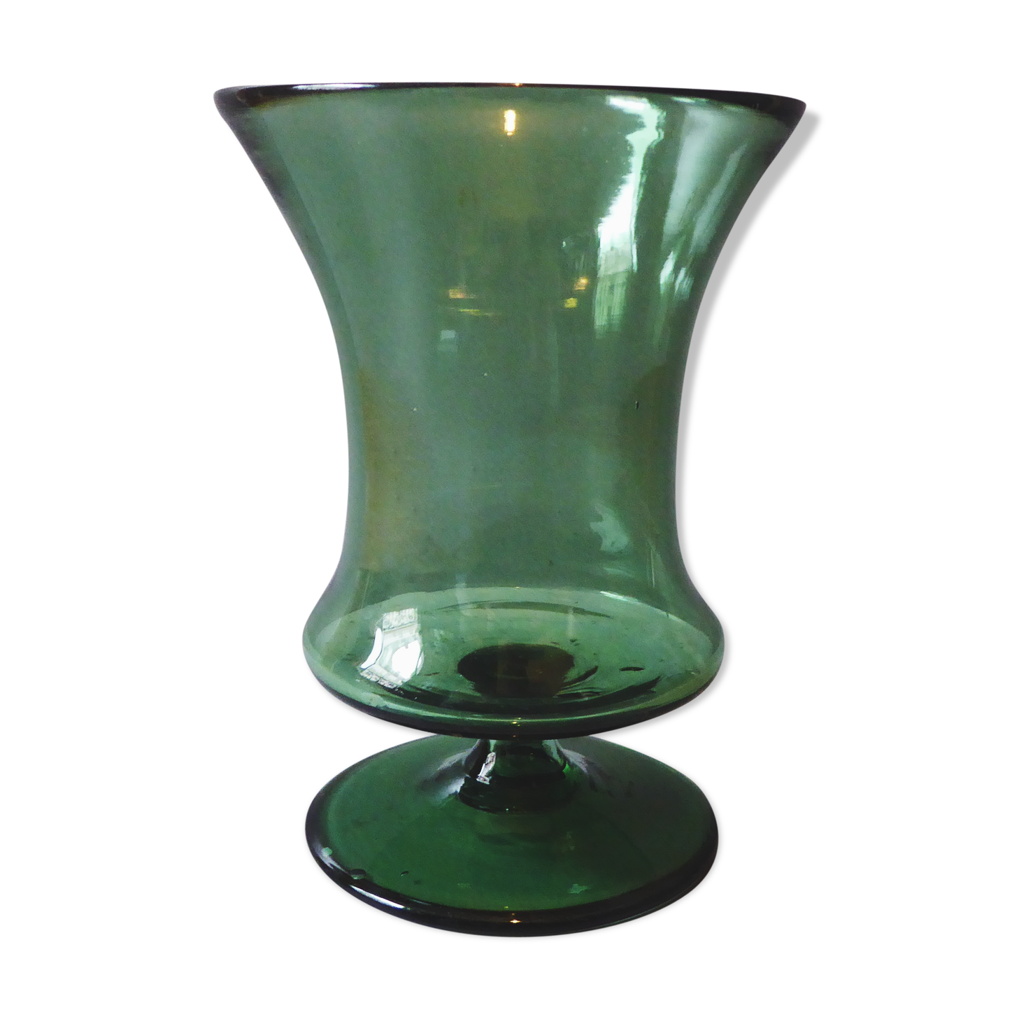 Green blown glass vase