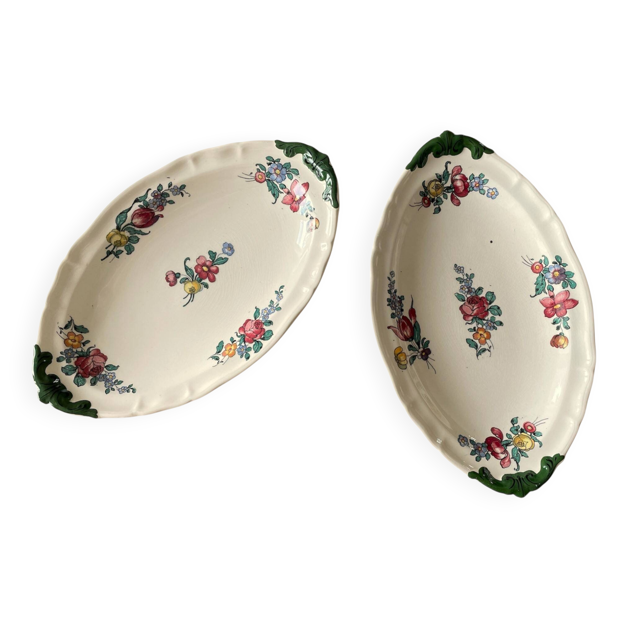 Paire de beurriers anciens en faïence de Villeroy & Boch