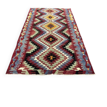 Oushak Geometric Wool Kilim Rug