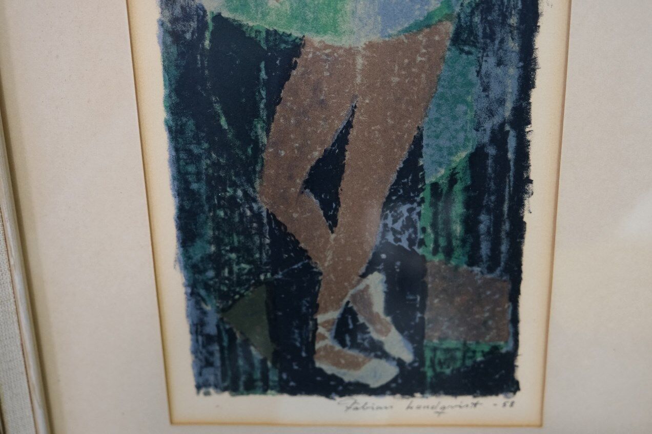 Fabian Lundqvist  (1913-1989), Swedish modern lithograph, 1958,  Framed